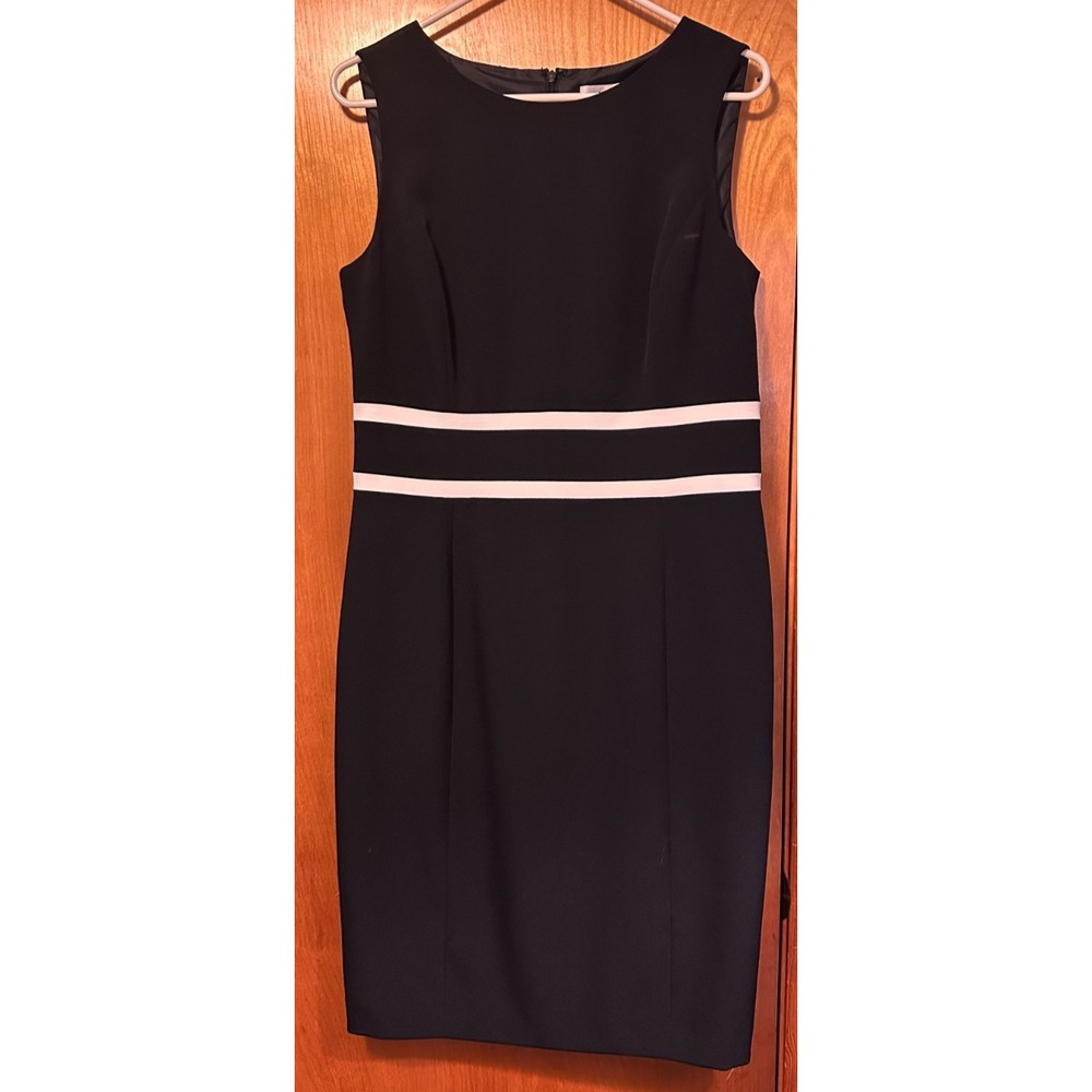 Le Suit Colorblock Sleeveless Knee Length A Line Black White Dress Size 8